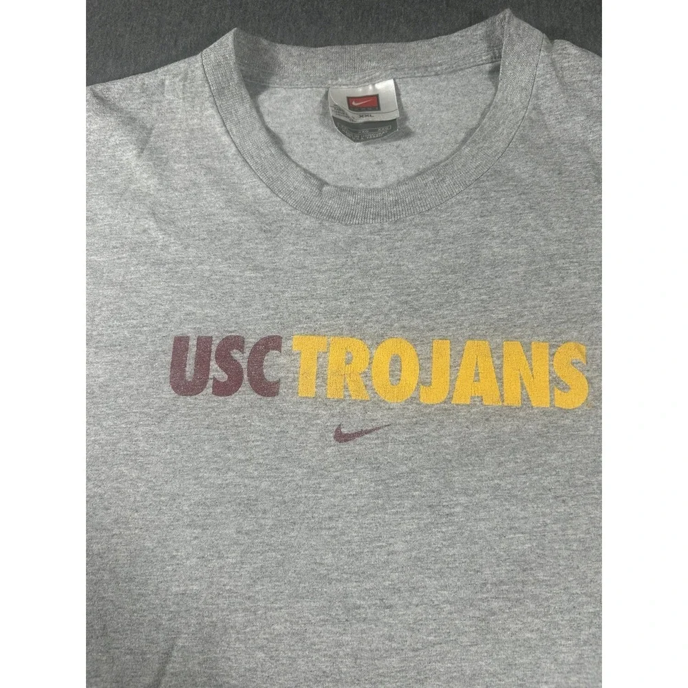 Vintage Nike Team‎ USC Trojans NCAA Graphic T- Shirt Gray XXL Y2K